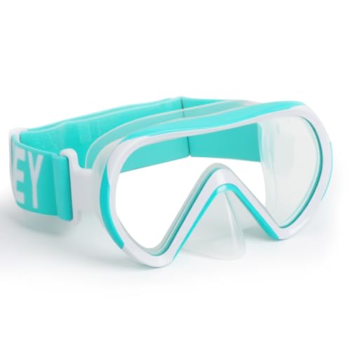 HIKOTEY Kinder Taucherbrille mit stoffband, Anti-Leck Schnorchelmaske Und elastischem Stoffband, Schnorchelmaske 180°Panorama HD Anti Nebel Anti-Leck Tauchmaske für 4-16 Jahre (Blau 1) von HIKOTEY