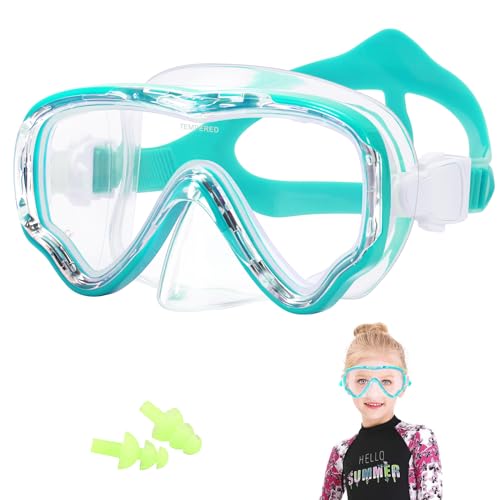 HIKOTEY Taucherbrille Kinder 4-16 Jahre,Schnorchelmaske für Schwimmbrille Kinder Jungen Mädchen Jugendliche,Tauchmaske mit Nasenschutz,180°Panorama HD Anti Nebel Anti-Leck Verstellbares Silikonband von HIKOTEY