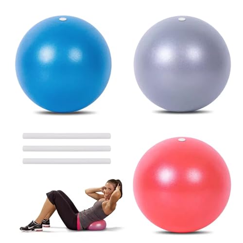 HIKPACKER Gymnastikball Klein Pilates Ball,3 Stück Yoga Ball 20cm,Pilatesball mit Aufblasbarem Strohhalm,Gymnastikbälle,Fitnessball,Gym Ball,Kleiner Gymnastikball für Hause, Fitness, Balance Training von HIKPACKER