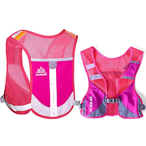 HINATAA Laufrucksack, leicht, Trinkrucksack, 5 l, 230 g, Laufen, Trinkweste für Damen und Herren, zum Radfahren, Laufen, Camping, Wandern (Rosa) von HINATAA