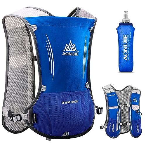 HINATAA Leichter Trinkrucksack zum Laufen, 5 l, 190 g, Laufweste für Damen und Herren, zum Radfahren, Laufen, Klettern, Wandern (Blau+500ML Kettle) von HINATAA