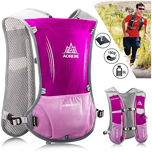 HINATAA Leichter Trinkrucksack zum Laufen, 5 l, 190 g, Laufweste für Damen und Herren, zum Radfahren, Laufen, Klettern, Wandern (Pink) von HINATAA