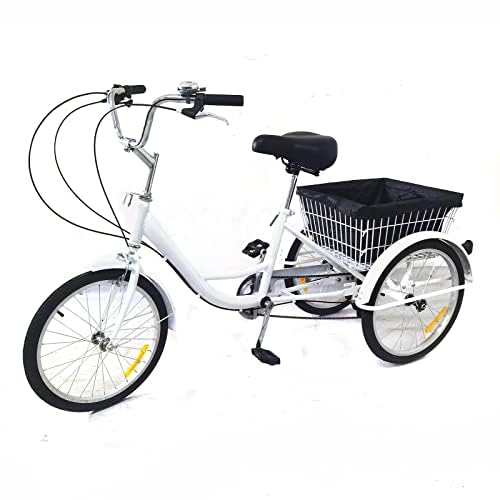 HINOPY 20 Zoll Dreirad für Erwachsene 8 Gang 3-Rad Lastenfahrrad Seniorenrad mit Einkaufskorb von HINOPY