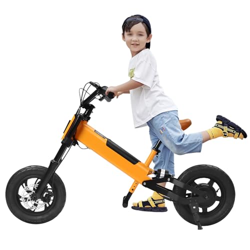 HINOPY - Kinder Laufrad, Elektro-Balance-Fahrrad Sattel Höhenverstellbar Kinderlaufrad Balance Fahrrad mit Pedale für 5 Jahre Jungen Mädchen (Orange) von HINOPY