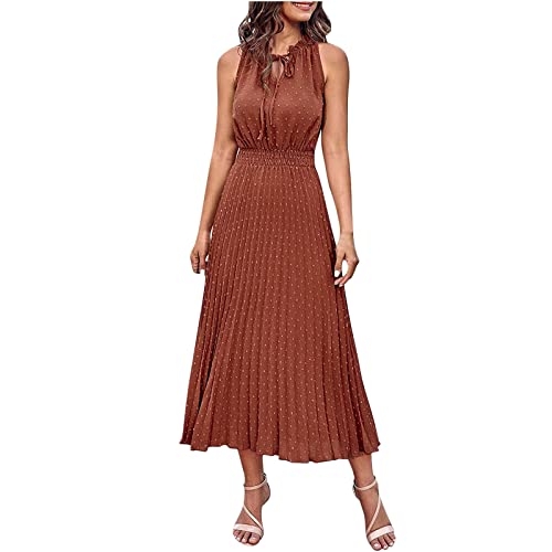 HINTSAN Hochzeitsgast Kleid Damen Kleid Leinen Damen Sommer Neckholder Kleid Damen Lang Kleider Damen Sexy Strandkleider Lang Boho Enges Maxikleid Damen Kleid Damen Party von HINTSAN