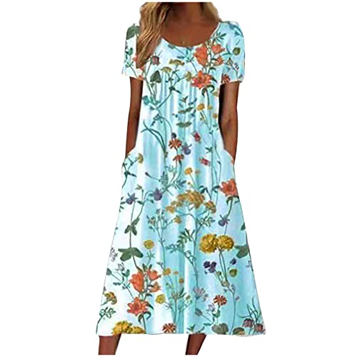 Sommerkleid Damen Knielang Geschenke für Frauen Freizeit Lose Trägerkleid Boho Sommerkleid Strandkleid meine bestellungen anzeigen Midi Bodycon Perlen Retro Kleider Rockabilly Kleid meine bestel von HINTSAN