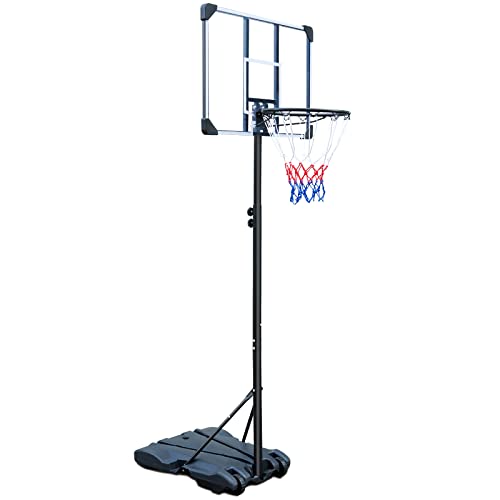 HIONRE Tragbarer transparenter Basketballkorb Basketballständer mit Rollen, verstellbar, 165 cm - 213 cm, Schwarz von HIONRE