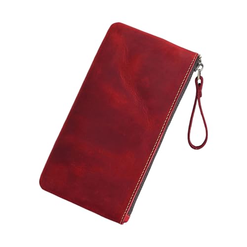 HIOPOIUYT Retro-Federmäppchen, einfaches Federmäppchen, großes Fassungsvermögen, ästhetische Stifttasche, Organizer, Retro, ästhetisch, einfache Tasche, Schulbedarf, rot von HIOPOIUYT