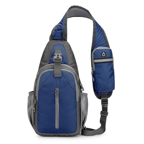 Nylon-Umhängetasche, leichte Brusttasche, Schulter-Rucksäcke, Reisetasche, lässiger Tagesrucksack für Outdoor-Wandern, dunkelblau von HIOPOIUYT