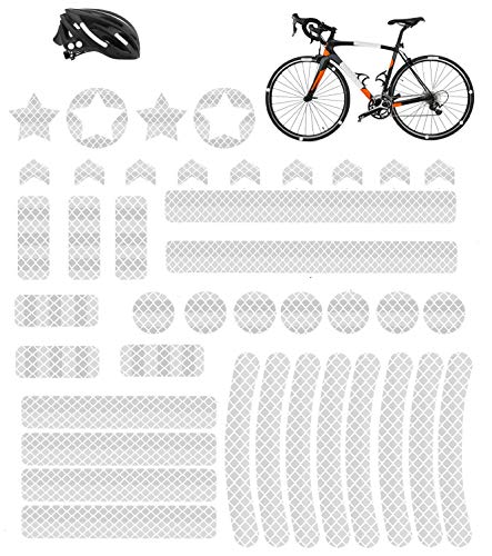 HIQE-FL 42 Stück Reflektoren Aufkleber Sticker,Reflektor Sticker Fahrrad,Reflektor Band,Reflektierende Aufkleber,Reflexfolie Selbstklebend,für Kinderwagen Fahrrad und helme (Silber) von HIQE-FL