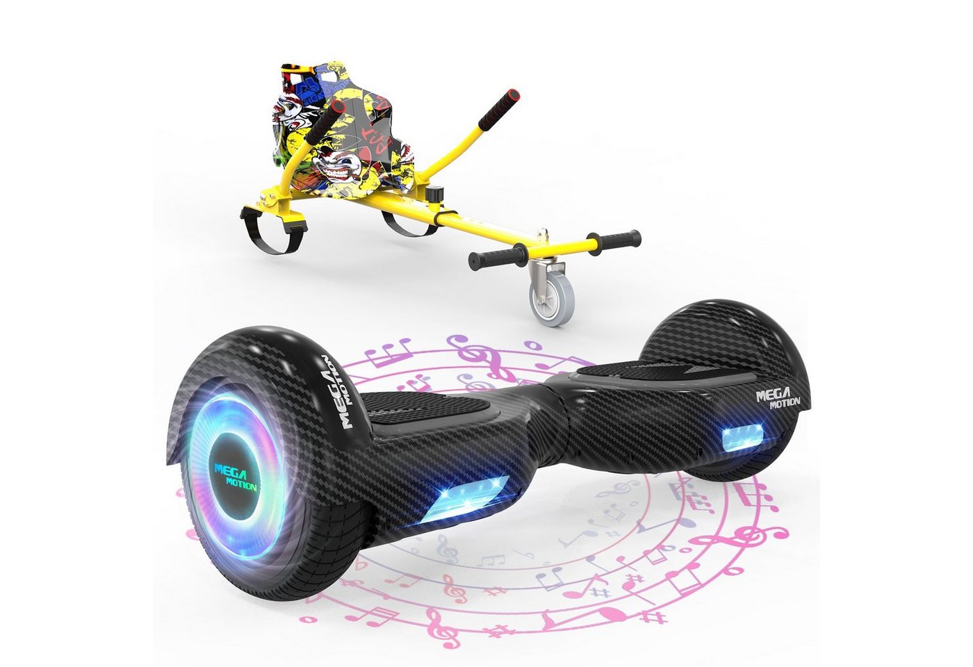HITWAY Balance Scooter 6.5 Zoll Hoverboards Hoverkart Mit Sitz und Bluetooth und LED-Blitz, mit einem Go-Kart können Sie mehr Spaß haben. von HITWAY