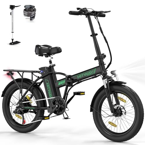 HITWAY E Bike 20" 3,0 Fat Tire Elektrofahrrad E-Fahrrad klapprad,250W/36V/12Ah Akku,Max.Reichweite bis zu 35-90km, Off-Road Mountainbike mit 7 Gängen,City EBike von HITWAY