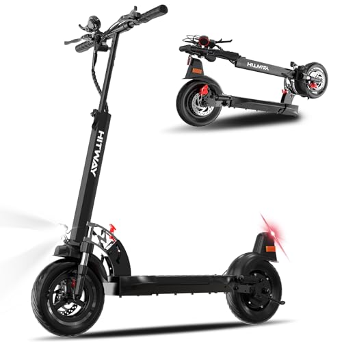 HITWAY E Scooter mit Straßenzulassung, ABE Elektroroller Faltbarer, Motor 480W, 45KM Reichweite, 48V 10Ah Batterie, Max. Geschwindigkeit 20KM/H, 10Zoll Vollgummireifen, Duales Bremssystem, LCD-Display von HITWAY