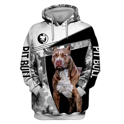 HJKHJKH Hoodies Dog Lover Pitbull 3D Gedruckt Herbst Männer Hoodies Unisex Pullover Zip Hoodie Casual Street Clothing von HJKHJKH