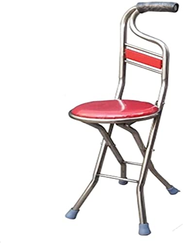 Stuhl Krücken Ruhehocker Krücke, tragbarer klappbarer Gehstockstock mit Sitz 2-in-1 Vierbeiniger Gehstockhocker mit rutschfestem Griff und Gummispitze, höhenverstellbare Ausgleichshilfe für ältere von HJKLBGT