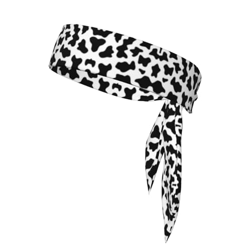 Bandana-Stirnband mit Kuh-Aufdruck, schweißabsorbierend, für Outdoor-Sport, Unisex-Design, weicher und atmungsaktiver Stoff, Schwarz und Weiß von HJLUUFT