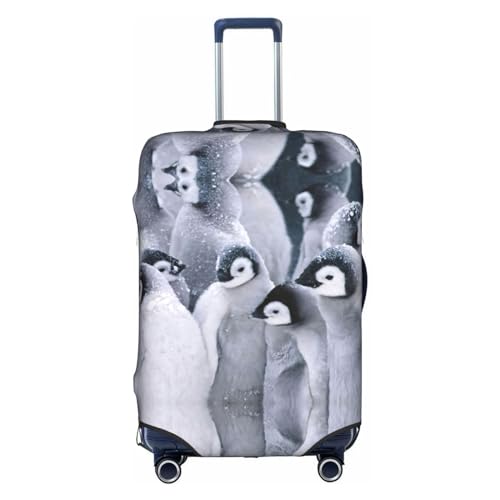 HJLUUFT Niedlicher Pinguin1 Gepäckabdeckung, Kofferschutz mit TSA-zugelassenem Design, passend für die meisten 71,1 cm großen Koffer, Weiss/opulenter Garten, X-Large von HJLUUFT