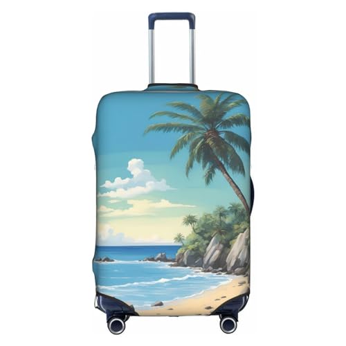 HJLUUFT Palm Tree Rocky Shore Travel in Style Maßgeschneiderte Gepäckabdeckung, personalisieren und finden Sie Ihren Koffer mühelos, Kofferhülle, Weiss/opulenter Garten, Medium von HJLUUFT