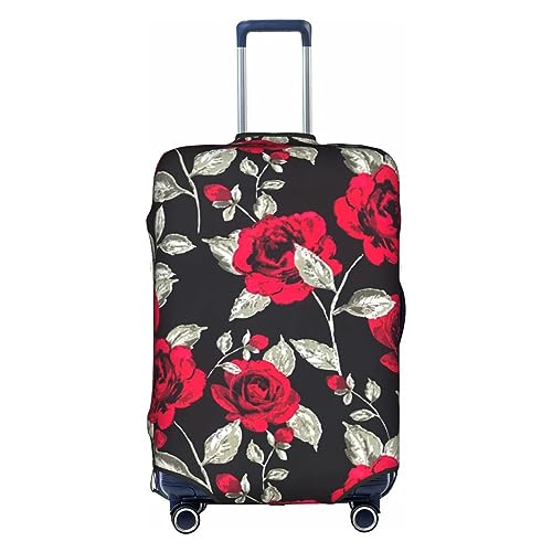 HJLUUFT Red Rose Garden Personalisierte Gepäckabdeckung, Kofferschutz mit TSA-zugelassenem Design, passend für die meisten 71,1 cm großen Koffer, Weiss/opulenter Garten, Medium von HJLUUFT