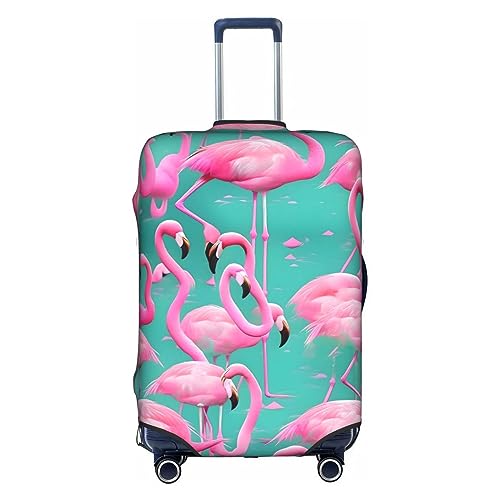 HJLUUFT Schöne rosa Flamingos stilvolle Gepäckabdeckung – Schützen und personalisieren Sie Ihren Koffer mit TSA-zugelassener Abdeckung, Kofferabdeckungen für Gepäck, Weiss/opulenter Garten, Small von HJLUUFT