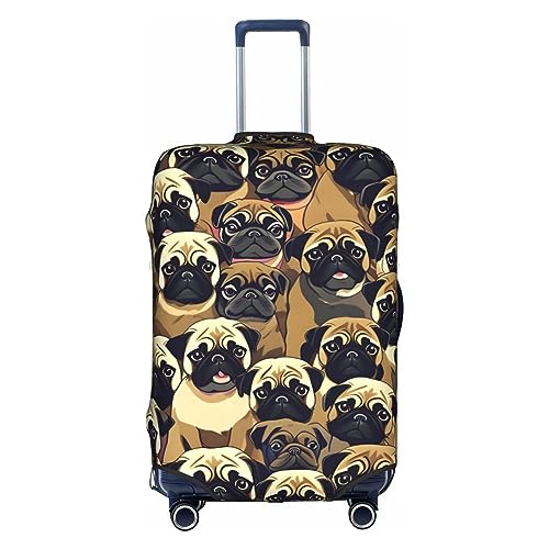 HJLUUFT Stilvolle Gepäckabdeckung für viele Mops-Hunde – Schützen und personalisieren Sie Ihren Koffer mit TSA-zugelassener Abdeckung, Kofferabdeckungen für Gepäck, Weiss/opulenter Garten, Large von HJLUUFT