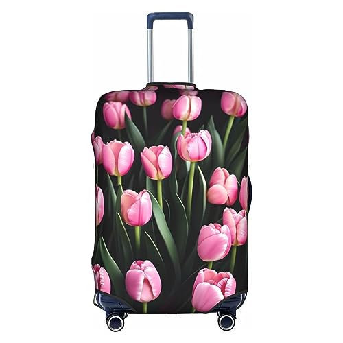 HJLUUFT Stilvolle Gepäckabdeckung in Rosa und Tulpen, schützen und personalisieren Sie Ihren Koffer mit TSA-zugelassener Abdeckung, Kofferabdeckungen für Gepäck, Weiss/opulenter Garten, Medium von HJLUUFT