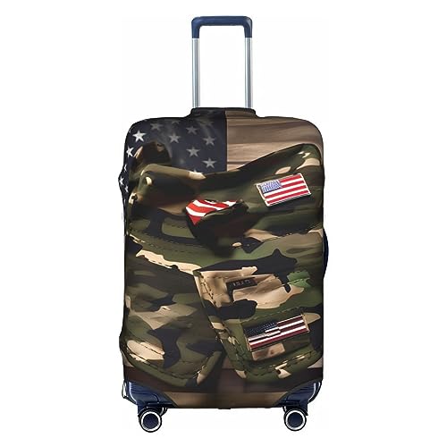 HJLUUFT Stilvolle Gepäckabdeckung mit Camouflage-Flagge – Schützen und personalisieren Sie Ihren Koffer mit TSA-zugelassener Abdeckung, Kofferabdeckungen für Gepäck, Weiss/opulenter Garten, Medium von HJLUUFT