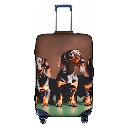 HJLUUFT Stilvolle Gepäckabdeckung mit Dackel-Weiner-Hund – Schützen und personalisieren Sie Ihren Koffer mit TSA-zugelassener Abdeckung, Kofferabdeckungen für Gepäck, Weiss/opulenter Garten, Small von HJLUUFT