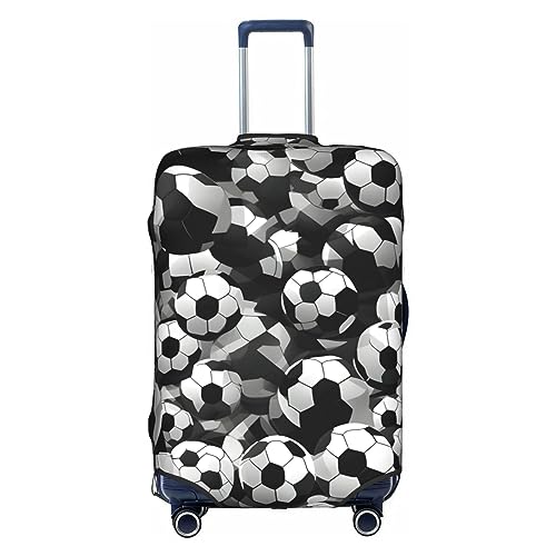 HJLUUFT Stilvolle Gepäckabdeckung mit Fußball-Muster, Schwarz und Weiß, schützen und personalisieren Sie Ihren Koffer mit TSA-zugelassener Abdeckung, Kofferabdeckungen für Gepäck, Weiss/opulenter von HJLUUFT
