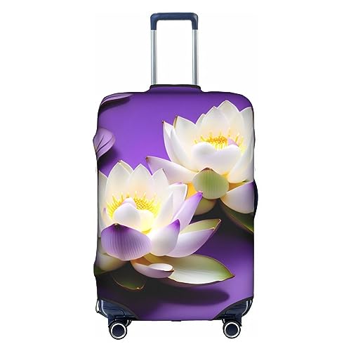 HJLUUFT Stilvolle Gepäckabdeckung mit Lotusblüten-Aufdruck, schützen und personalisieren Sie Ihren Koffer mit TSA-zugelassener Abdeckung, Kofferabdeckungen für Gepäck, Weiss/opulenter Garten, Medium von HJLUUFT