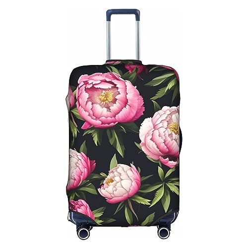 HJLUUFT Stilvolle Gepäckabdeckung mit Pfingstrosenblüten – Schützen und personalisieren Sie Ihren Koffer mit TSA-zugelassener Abdeckung, Kofferabdeckungen für Gepäck, Weiss/opulenter Garten, Medium von HJLUUFT