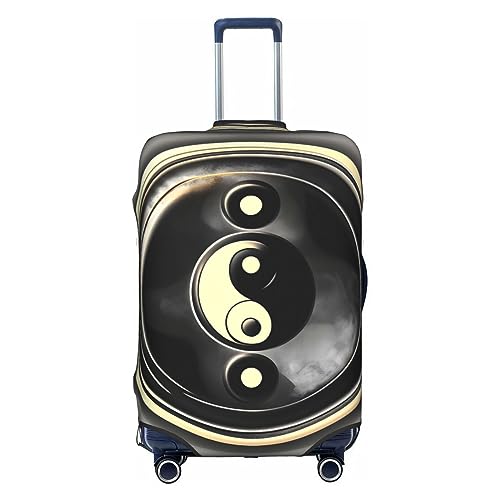 HJLUUFT Stilvolle Gepäckabdeckung mit Yin-Yang-Muster – Schützen und personalisieren Sie Ihren Koffer mit TSA-zugelassener Abdeckung, Kofferabdeckungen für Gepäck, Weiss/opulenter Garten, Medium von HJLUUFT