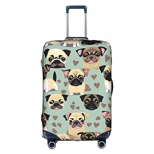 HJLUUFT Stilvolle Gepäckabdeckung mit niedlichem Chihuahua-Mops-Muster – Schützen und personalisieren Sie Ihren Koffer mit TSA-zugelassener Abdeckung, Kofferabdeckungen für Gepäck, Weiss/opulenter von HJLUUFT