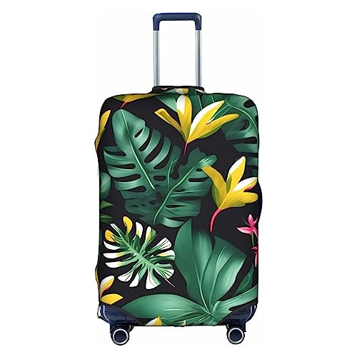 HJLUUFT Stilvolle Gepäckabdeckung mit tropischen Blättern und Blumen – Schützen und personalisieren Sie Ihren Koffer mit TSA-zugelassener Abdeckung, Kofferabdeckungen für Gepäck, Weiss/opulenter von HJLUUFT