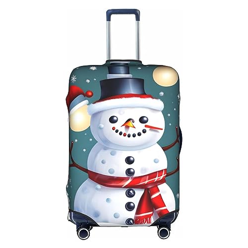 HJLUUFT Stilvolle Gepäckabdeckung mit weihnachtlichem Schneemann-Motiv – Schützen und personalisieren Sie Ihren Koffer mit TSA-zugelassener Abdeckung, Kofferabdeckungen für Gepäck, Weiss/opulenter von HJLUUFT