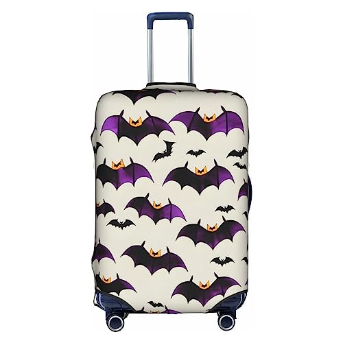 HJLUUFT Stilvolle Halloween-Gepäckabdeckung mit fliegenden Fledermäusen – Schützen und personalisieren Sie Ihren Koffer mit TSA-zugelassener Abdeckung, Kofferabdeckungen für Gepäck, Weiss/opulenter von HJLUUFT