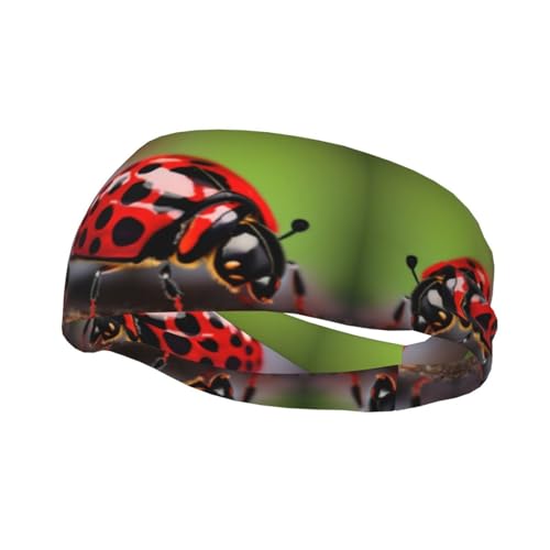 Red Ladybug Pattern High Elasticity Printed Headbands for Men & Women - Workout Headbands - for Sports Running & Long Hair von HJLUUFT