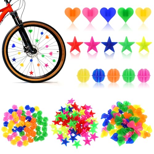 HJZHII 210 Stück Bunte Fahrradspeichen Perlen, Bunten Fahrradspeichen Fahrrad Zubehör Kinder Fahrrad Speichenperlen Kinderfahrrad Reflektierende Speichenklicker Fahrradspeichen Deko von HJZHII