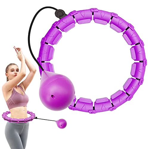 Weighted Hula Hoop,Smart Hula Hoop with Weight Ball 24 Knots Detachable and Adjustable Fitness Hula Hoops and Auto Spinning Weighted Ball for Kids Adults Wight Loss/Exercise/Slimming-Purple von HKESTLDO