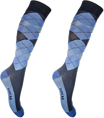 HKM Herren Reitsocken -Check Classico Socken, dunkelblau/hellblau-6963, 30-34 von HKM