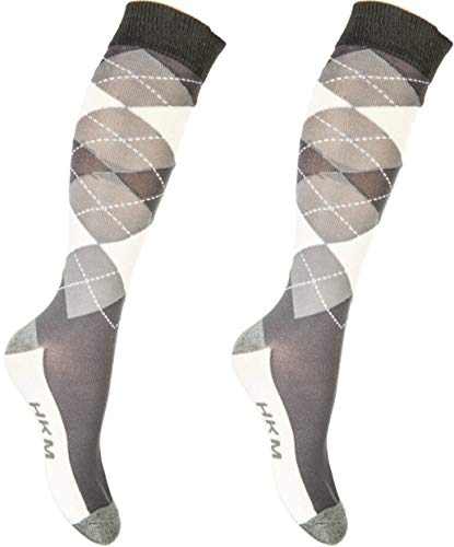 HKM Herren Reitsocken -Check Classico Socken, grau/Vanille-9518, 39-42 von HKM