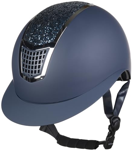 HKM Unisex ? Erwachsene Glamour Shield Reithelme, 6971 dunkelblau/Silber, 53-55 cm von HKM