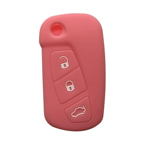 3-Tasten-Klapp-Funkschlüssel-Hülle für F-ord KA Streetka Fahrzeuge, neues Modell 2008–2016, Silikon-Schlüsselabdeckung, Autozubehör, Schlüsselanhänger, Rosa von HKSOPC