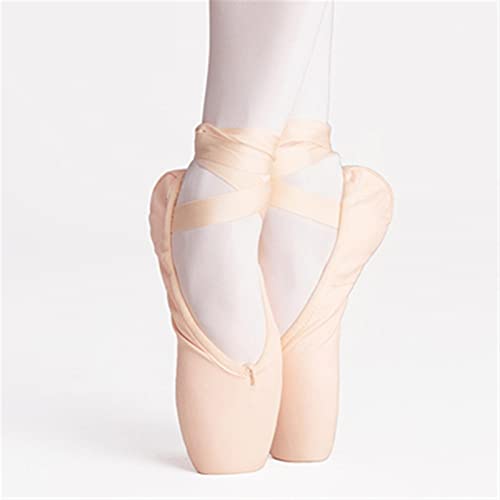 HKYBCF BallettschläPpchen Mädchen Ballerina Ballett-Pointe-Schuhe Rosa rote Frauen Satin Satin-Leinwand-Ballettschuhe für Tanzen Spitzenschuhe Ballett Damen (Color : Beige, Shoe Size : 42) von HKYBCF