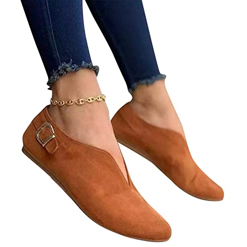 HLIYY Damen Pointed-Toe Flache Elegante Flache Ballerina lässige Freizeitschuhe Slip on SchlupfSchuhe Bequeme Segelschuhe lässige Bootsschuhe Atmungsaktiv Halbschuhe für Frauen von HLIYY