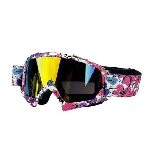 Motorradbrille für Herren, Motocross-Sonnenbrille, Sicherheitsschutz, MX-Nachtsichthelm, Vintage-Fahrbrille (Farbe: 09A-rot) von HLQXHM