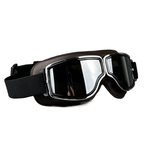 Retro-Motorradbrille, beschlagsicher, warm, ATV, Fahrrad, Motocross-Brille, Schutzbrille, Ski für Harley-Helm (Farbe: Kaffee-Silber) von HLQXHM
