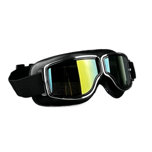Retro-Motorradbrille, beschlagsicher, warm, ATV, Fahrrad, Motocross-Brille, Schutzbrille, Ski für Harley-Helm (Farbe: Schwarz-Rot) von HLQXHM