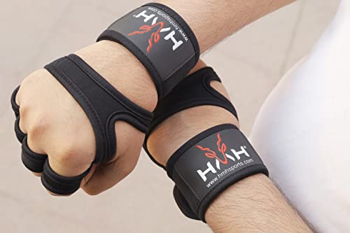 HMH Sports Fitness-Handschuhe, Gewichtheber-Handschuhe für Männer und Frauen, Handgelenkstütze, gepolstert, extra griffiger Handflächenschutz, Training, Fitness, Workout (Without Wrist Wrap, L) von HMH Sports