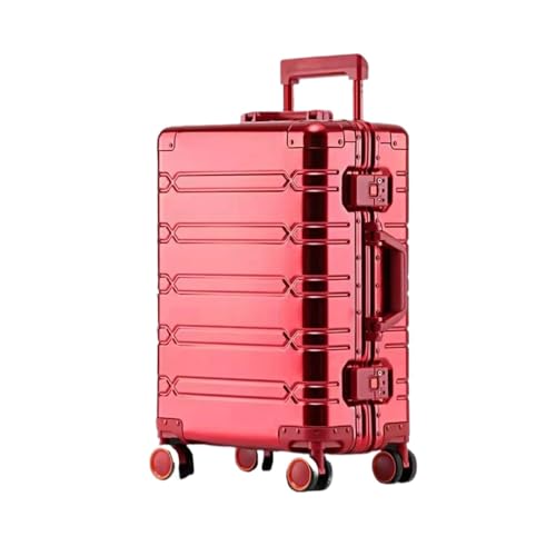 HMTJATOT Ganzaluminium-Magnesium-Legierung Metall Herren Trolley Box Universalrad Damen Metall Passwort Geschäftsreise Boarding Case Hard (Color : Red, Size : 20 inche) von HMTJATOT